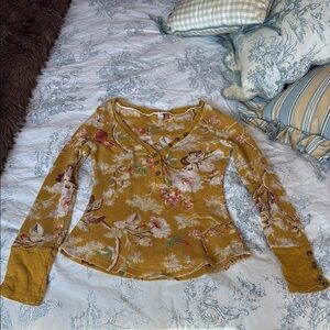 Floral Mustard Long Sleeve Top